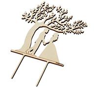 Cake topper en bois pour mariés arbre de vie 17 x 18 cm.