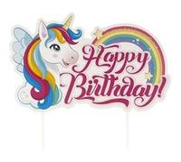 cake topper en papier licorne 17.5x15cm - dekora 359013 Rose G