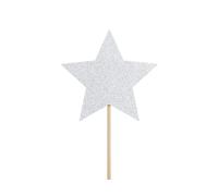 Cake Topper étoile 11,5cm argenté set de 6 pièces