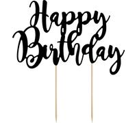 Cake Topper Happy Birthday 22.5cm, noir