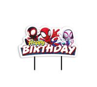 Cake topper Happy Birthday Spidey et ses amis 17,5 cm - Multicolore