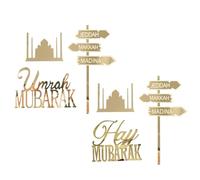 Cake Topper Lune Acrylique - Décoration Festival Mùbarak | Insert Élégant pour Gâteau - Décoration Fête Islamique - Ornement Acrylique Dessert Anniversaire Célébration