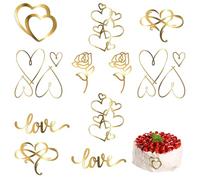 Cake Topper Mariage Acrylique 12pcs Décorations de Gâteau En Cœurs pour Gâteau de Mariage Anniversaire de Mariage Fête D'anniversaire