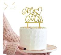 Cake Topper Mariage, Personnalisée Décoration de Gâteau de Mr et Mrs Mariage en Acrylique avec Une Carte pour Mariage Douche Nuptiale Anniversaire Fête D'anniversaire Décoration de Gâteau