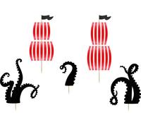 Cake Topper Pirates set de 5 pièces rouge / blanc / noir