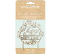 Cake topper - SCRAPCOOKING - Décoration en bois pour gâteaux - Joyeux Anniversaire