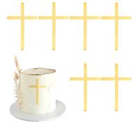Cake Toppers Croix Dorée Acrylique Lot De 6 Décoration Gâteau Communion Et Baptême Réutilisable 10 cm