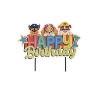 dekora - Décoration de Gâteau d'Anniversaire de la Pat Patrouille Cake Topper Happy Birthday en Papier - 17,5 x 15 cm, Yellow