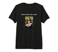 Caked Mona Lisa 'Think About The Earth Slogan T-Shirt Haut de Gamme
