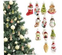 CAKEEYUM 12 pièces Ornements d'arbre de Noël Mini Boules de Verre colorées avec Corde Suspendue Ornements Noël Vintage pour Ensemble décorations fête d'arbre, Ensemble