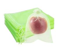 CAKEEYUM 150PCS Sacs de Protection des Fruits 8x12 Pouces Sacs de Fruits Sac en Filet Réutilisable Vert avec Cordon Serrage pour Légumes Raisins Mangue Tomate Fraise