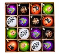 CAKEEYUM 16pcs Halloween Ball Ornements 5 Modèle 2.4 Ornement d'arbre Halloween Flacroproof