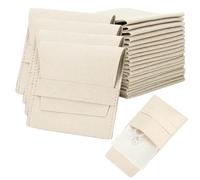 CAKEEYUM 24 pièces Pochette à Bijoux 7x7 cm étui de Voyage à Bijoux en Microfibre Sac d'emballage Anti-poussière de Style enveloppe Rabattable, Pochettes Blanches, Pochette Voyage, Sacs, Petit, J