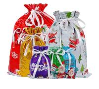 CAKEEYUM 28pcs Sacs à Cordon de Noël Grands Sacs de Bonbons Noël Moyens Moyens 7 Souche réutilisable pour Birthday Birthday Presents Party Favor, Cordon, Chr