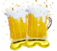 CAKEEYUM 2pcs Balons de bière Grand Ballons de Tasse bière en Papier d'aluminium avec Base pour la fête fête d'été Mariage 'Anniversaire