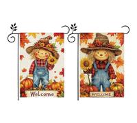 CAKEEYUM 2PCS FALLAGE FLACHS 12X18 Doublé de Jardin d'automne Scurecrow Double Face pour la récolte de grâces grâces.