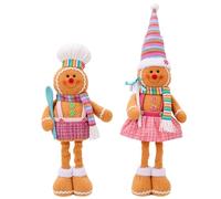 CAKEEYUM 2pcs Gingerbread Boy Girl Girl Gingerbread Decor avec des Jambes rétractables Ornements de Noël Mignons pour la Porte de la Porte la Vacances décoration Noël