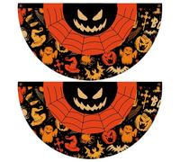 CAKEEYUM 2pcs Halloween Bunting 3x1, 5 Pieds effrayants plissés de Chauve-Souris Spider Net Motif Halloween Drapeau à bruas