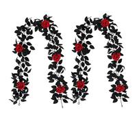 CAKEEYUM 2pcs Halloween Garlands 5.7ft Garland Rose Artificielle avec vignes Noires suspendues Vigne décorations d'halloween pour Table de fête de fête Garland, Rose, Noire, vignes