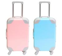 CAKEEYUM 2pcs Mini Valise réaliste Mini-Valise fête favori Une boîte de faveur Ouverte Bagage avec Canne à Traction Extensible et - à Roues Mobiles pour Les poupées Girls Gifts Style 1