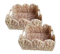 CAKEEYUM 2pcs Panier de Rangement en Osier Eau Panier de Rangement tissé à la Jacinthe avec des poignées pour Les étagères Organisation Linge 12x12x5.5 Wicker, tissé, rotin Bas
