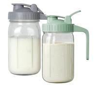 CAKEEYUM 2pcs Picheurs de Lait Maternel 32 oz Bouteille de Rangement Lait Maternel à l'épreuve Fuite avec Couvercle et Bec Large Bouche Bocal maçon pour liquides, thé glacé, jus, pichet du