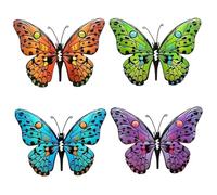 CAKEEYUM 4 pièces décoration Murale Papillon en métal 10x7 Pouces Papillon réaliste Art Mural en métal Bricolage décoratif décoratif pour intérieur extérieur, décor 4 Couleurs, Art, rencontré