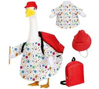 CAKEEYUM 4 pièces/Ensemble de vêtements d'oies de Classe, Tenues Mignonnes d'oies Retour à l'école avec Robe, Chapeau, Sac 'école et Crayon pour la décoration Jardin pelouse Patio, Salle Class