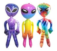 CAKEEYUM Alien Gonflable 3pcs 63 Pouces géant PVC Mignon bouclé coloré Alie pour la fête d'anniversaire Favors Halloween Decoration