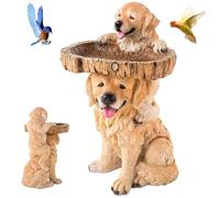 CAKEEYUM Bain d'oiseaux Bol en résine en Forme de Chien Bain d'oiseaux Mangeoire au Sol autoportante 8x4x3, 2 Pouces décoratif pour Bol de Jardin extérieur, pour l'extérieur, pour