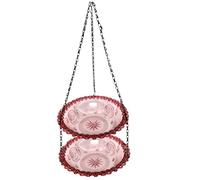 CAKEEYUM Bain d'oiseaux Suspendu 9 Pouces de diamètre..Bol de Bain d'oiseaux en Plastique à Double Couche avec chaîne, mangeoire Ronde à Bord pétale résistant aux intempéries pour Fournitures Jardin