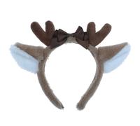 CAKEEYUM Bandeau en bois de cerf avec oreilles de renne en peluche douce pour Halloween, Noël, cosplay, fête costumée, bois renne, costume, D