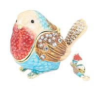 CAKEEYUM Boîte à Bijoux Oiseau Vintage en métal et Strass avec Couvercle, en Forme de Rouge Gorge, idéale pour Les Bijoux et bagues. Boîte à Anti Perte pour Femmes Filles.