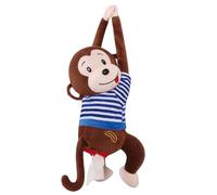 CAKEEYUM Boîte à mouchoirs Amusante avec Couvercle en Peluche Douce en Forme de Singe, Distributeur de mouchoirs Suspendu Pratique pour Voiture et Maison, Marron.