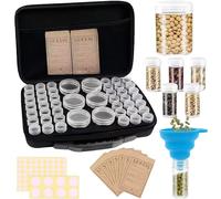 CAKEEYUM Boîte de Rangement de graines, Organisateur graines Portable à Fermeture éclair avec 48 Bouteilles, 7 Sacs et Entonnoir, récipient étanche pour Jardin, Serre, Maison