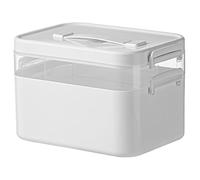 CAKEEYUM Boîte de Rangement de médicaments, boîte Rangement Premiers Secours à 2 Niveaux avec poignée et Compartiment Amovible, récipient Multifonctionnel pour médicaments, Gadgets, cosmétiq