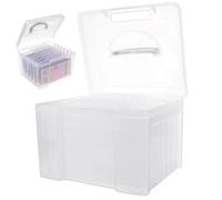 CAKEEYUM Boîte de Rangement Transparente pour Cartes de vœux avec séparateurs et Compartiments Ajustables pour Photos, Cartes Postales et Articles Papeterie. Organisateur vœux, Rangement