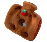 CAKEEYUM Bouillotte avec Couvercle Sac d'eau Chaude de 2 L avec Jolie Housse en Peluche Capybara pour soulager la Douleur, Les crampes et la Chaleur hivernale, Bouteille avec Sac, Bouteilles f