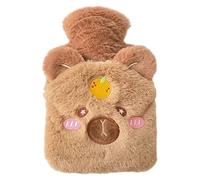 CAKEEYUM Capybara Bouillotte avec Poches 500 ML Bouillotte Douce et Mignonne avec Housse Amovible pour Adultes Enfants Maison École Bureau Capybara, Cute Bott