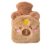 CAKEEYUM Capybara Bouillotte avec Poches 500 ML Bouillotte Douce et Mignonne avec Housse Amovible pour Adultes Enfants Maison École Bureau Capybara, Mignon