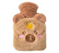 CAKEEYUM Capybara Bouillotte avec Poches 500 ML Bouillotte Douce et Mignonne avec Housse Amovible pour Adultes Enfants Maison École Bureau Capybara, Mignon