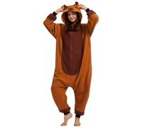 CAKEEYUM Capybara Pyjamas en Peluche Douce Animaux Mignons Pyjamas avec Chapeaux Capybara Combinaisons pour Hommes et Femmes pour Dormir à la Maison M
