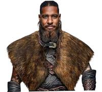 CAKEEYUM Châle en fourrure Viking armure d'épaule Viking médiévale collier enveloppant les épaules Costume de Cosplay de guerrier Renaissance
