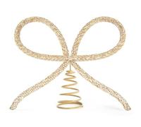 CAKEEYUM Cimier d'arbre de noël en Verre doré avec Strass, avec Base, pour fête intérieure à la Maison