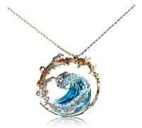 CAKEEYUM Collier Vague réglable Bijoux océan Collier de serment de l'océan élégant Plage Vague Bleue Pendentif inspirant Cadeaux pour Femmes