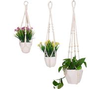 CAKEEYUM Corde de Suspension pour Plantes en macramé 3 pièces, Corde de Support Plante Suspendue décorative en Coton tissé pour Fournitures Jardinage Balcon à la Maison, Cintre en macramé sans Jardin