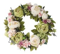 CAKEEYUM Couronne de Fleurs artificielles à Suspendre, Couronne de pivoines pour Porte d'entrée, fenêtre Murale, fête Mariage, décoration Porte, Fleur, décoration Murale à Suspendre