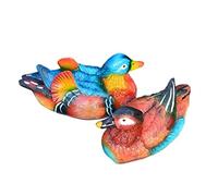 CAKEEYUM Décor de Canard Flottant d'étang, Canard Mandarin sur l'eau, Sculpture Animale en résine, Ornement de Cour extérieure, Ornement d'étang Style 2, Flottant pour, Figurine, décor colvert, a