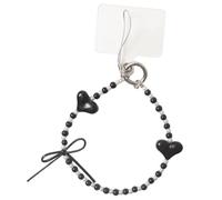 CAKEEYUM Dragonne de téléphone perlée, étui de téléphone mignon, breloque avec nœud et cœur, breloque d'appareil photo pour femmes et filles, bracelet en perles, Pho