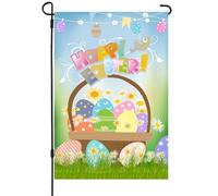 CAKEEYUM Drapeau de Jardin de Pâques 28 x 40 Pouces Drapeau Pâques Double Face avec Motif d'œuf pour la Maison, Le Jardin, la terrasse et la Cour Style 1
